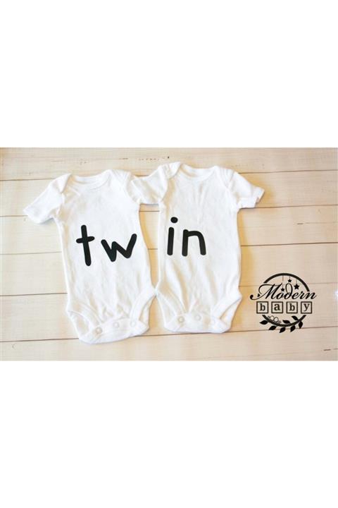 MiniPera Ikizlere Özel - Twin - Baskılı 2'li Zıbın Seti