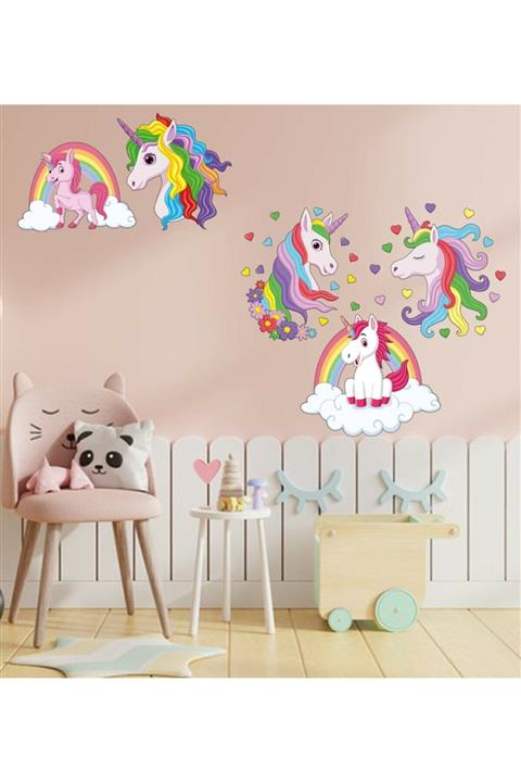 HUMAY Küçük Unicornlar Çocuk Odası Duvar Sticker 40x60 cm