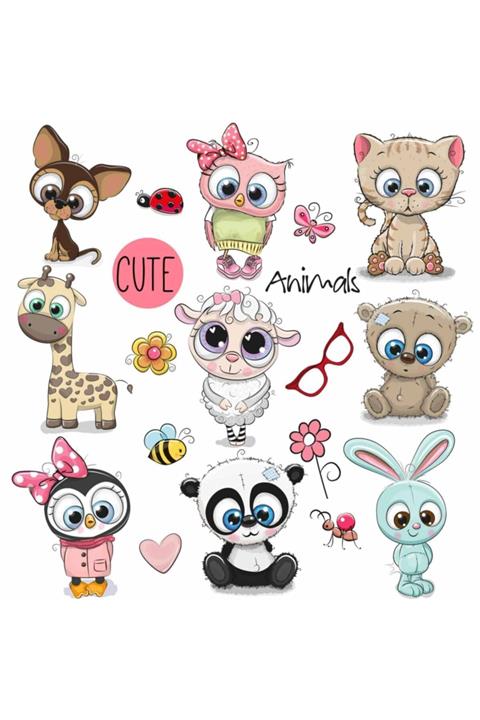 Kt Grup Sevimli Hayvanlar Seti-4 Çcouk Odası Duvar Çıkartmaları