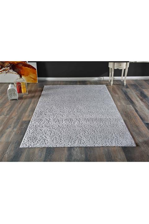 Polaris Halı Kabartma Kaymaz Taban Yolluk Halı Gri