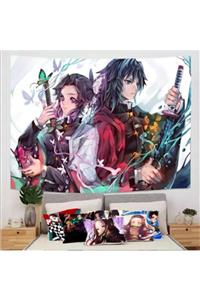 Köstebek Anime 70 X 100 Cm Demon Slayer Kimetsu No Yaiba Kochou Shinobu Giyu Tomioka Duvar Halısı