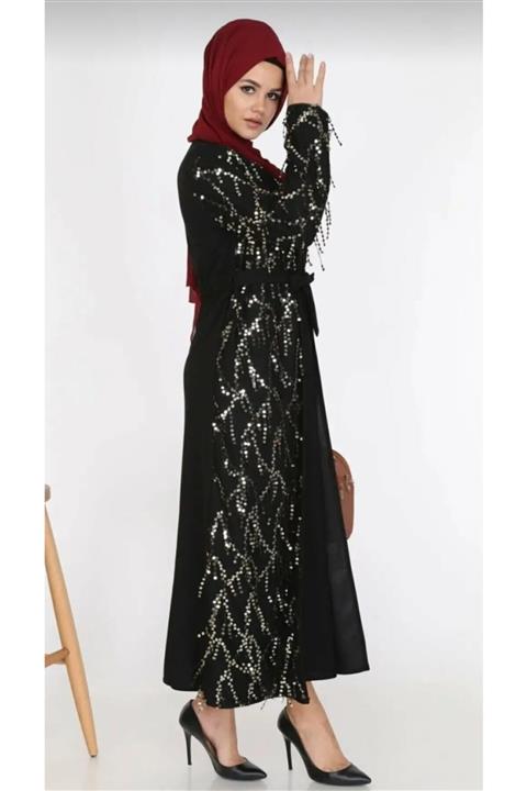 Butik Bayan Payet Işlemeli Tesettür Abiye Elbise