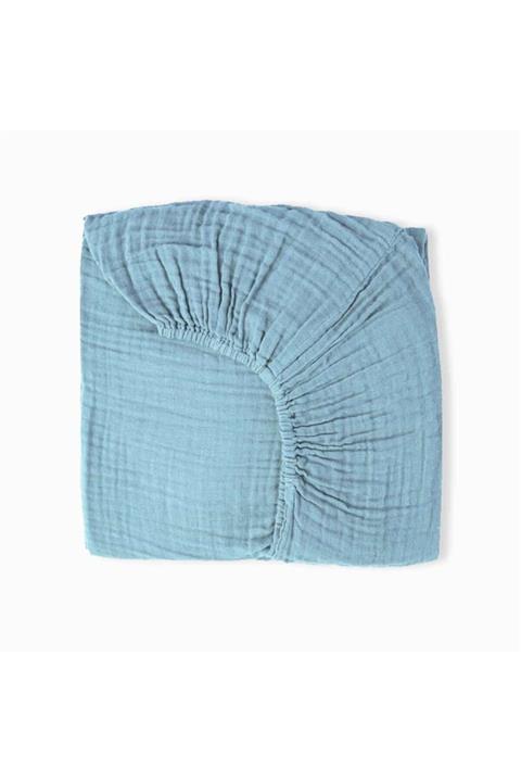 BİRLİK1952 4 Kat Multi Müslin Pamuklu Lastikli Çarşaf Mavi 70x140 Cm