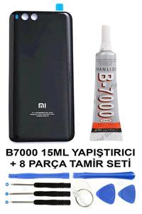 Ceykergsm Xiaomi Mi 6 Mi6 Arka Pil Kapağı Batarya Kapağı Cam + B7000 15ml Yapıştırıcı + Tamir Seti Siyah