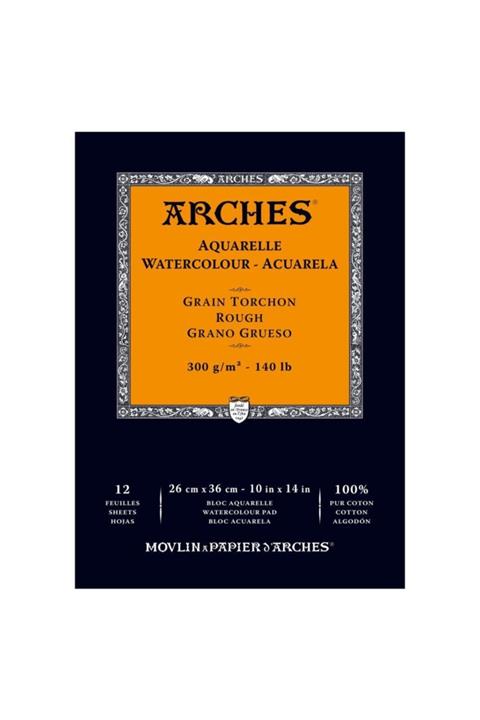 Arches Suluboya Blok Defter - Kalın Doku - 300gr. 26x36cm 12 Yp.