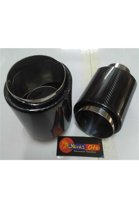 YAVAS OTO Yo701-60x100 Yuvarlak Carbonlu Yan Kesik Dolu Egzoz Ucu