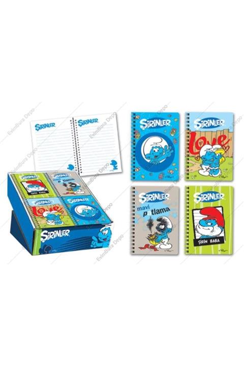 KESKİN COLOR Smurf Çizgili Not Defteri A6 80 Yaprak Spiralli Metalize Kapak