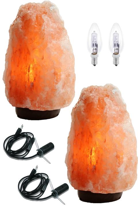 aktarloji 2 Adet Doğal Himalaya Tuz Lambası 4-6 Kg 1,50 Mt Açma Kapama Düğmeli Kablo + Ampül