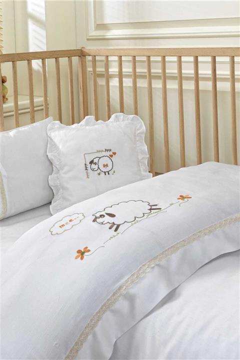 Ecocotton %100 Org Bebek Nevresım Setı Lıttle Sheep Ekru