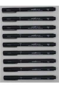 UNİBALL Uni Pin Teknik Çizim Kalemi Siyah Keçe Uçlu 0.1,2,3,4,5,6,7,8,9mm