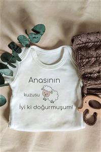 BabyLimon Unisex Bebek Beyaz Yazılı Kısa Kol Bebek Body Zıbın