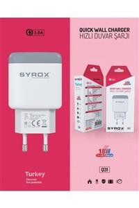 Syrox Q31 18w Usb Girişli 3.0a Hızlı Şarj Adaptörü