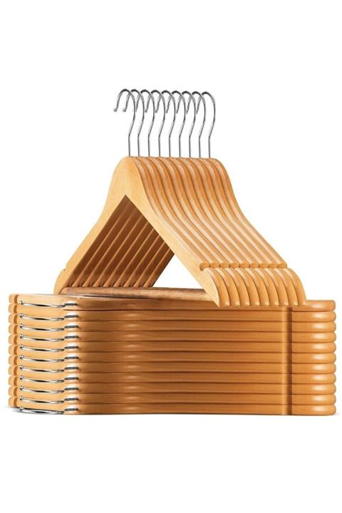 Hardov Ahşap Askı Kıyafet Ve Elbise Askısı 48'li Set