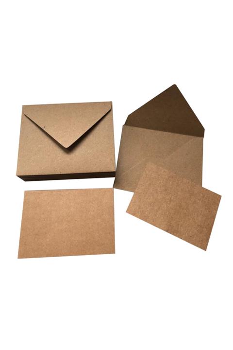 Tek Çatı Kraft Renk Mini Zarf 7x10 Cm 200 Adet + 200 Adet Kart