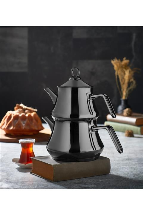 OMS PASLANMAZ Oms Jet Black Steel Siyah Çaydanlık L Boy Balbal