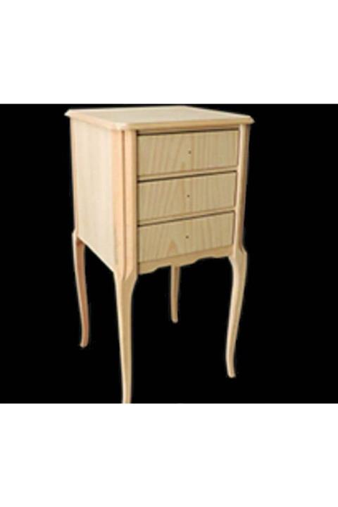 BENGİ TİCARET Bengi Komot Komodin 3 Çekmece Ahşap Gürgen Lükens Ayak Ham