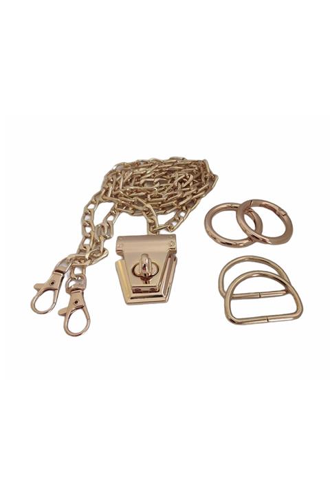 Masal Örgü Evi Çanta Yapım Seti ( Çanta Zincir Takımı ) Altın Rengi