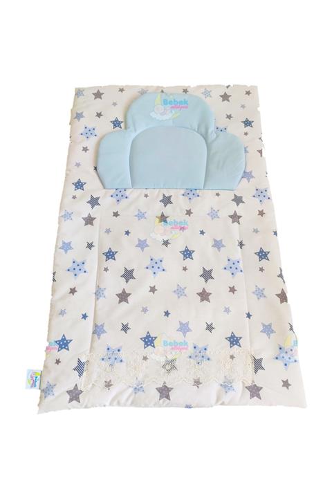 Bebek Atölyesi Altaçma Minderi Mavi Karışık Yıldız Desenli Kombin