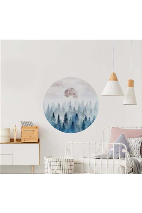 Kt Grup Sisli Orman Ve Dolunay Manzarası Duvar Sticker
