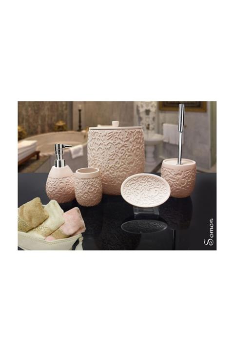 By Selim Vintage Somon Polyester 5 Parça Banyo Takımı