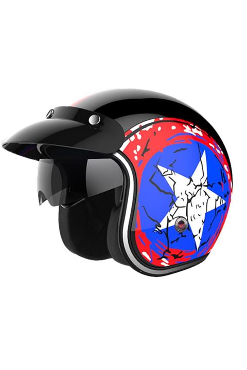 Sway Kask 628 Star Yarım Gözlüklü Siyah/mavi