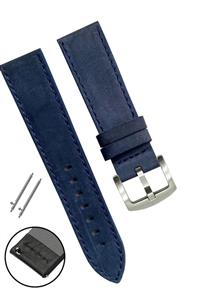Fossil Saat Uyumlu 24mm Lacivert Renk Hakiki Crazy Deri Saat Kordonu