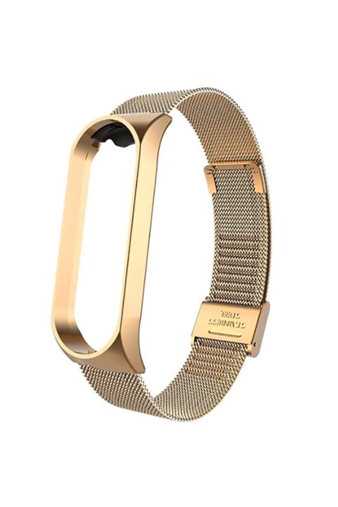 Nezih Case Gold Metal Örgü Işlemeli Kordon Xiaomi Mi Band 5 Akıllı Bileklik