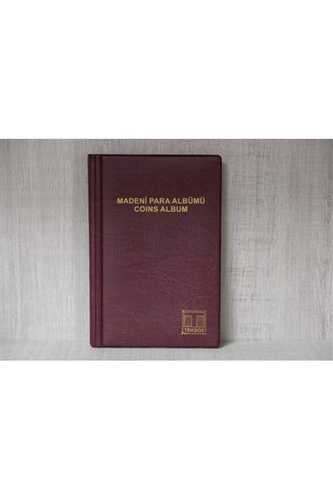 Koleksiyon Market  Teksöz Madeni Para Albümü Kapamalı 60 Adetlik Bordo