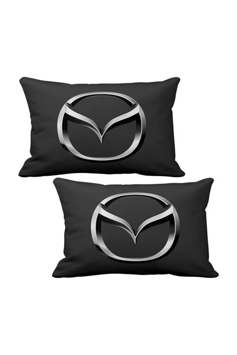 ASR Mazda Logo 2 Li Lüks Araç Boyun Yastığı Siyah Ve Ahşap Logo Anahtarlık