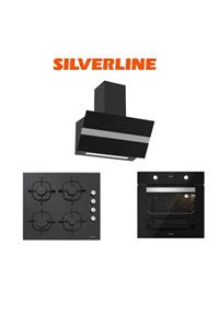 Silverline Siyah Cam Ankastre Set (3472 Bold 60+cs5335b01+bo6502b02)