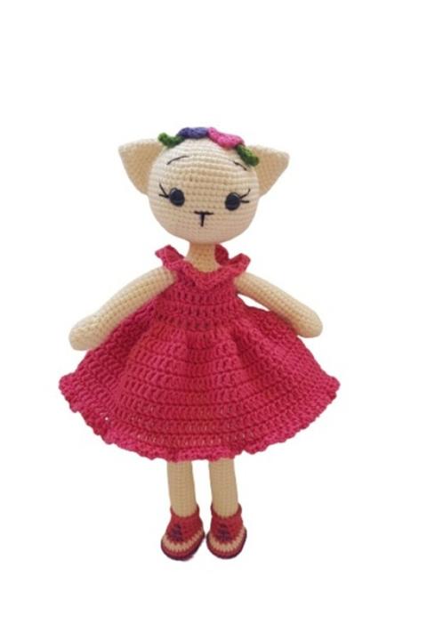 OYUNCAKPARK Elbiseli Kibar Kedicik Amigurumi Organik Oyuncak