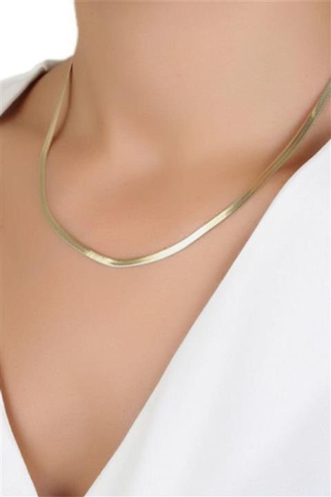 XLady Accessories Italyan Yassı Balık Sırtı Zincir Altın Kaplama