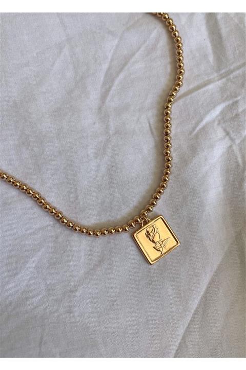 KİLİGİSTANBUL Altın Kaplama Gül Kolye