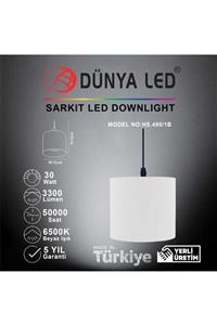 DÜNYA LED Hs.498/1-b 30w Sarkıt Led Downlıght Siyah Iç 6500k Beyaz Işık