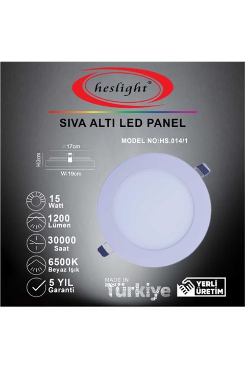 HESLIGHT Hs.014/1 15w Sıva Altı Led Panel 6500k Beyaz Işık