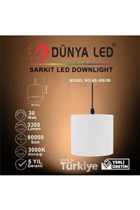 DÜNYA LED Hs.498/3-b 30w Sarkıt Led Downlıght Siyah Iç 3000k Günışığı