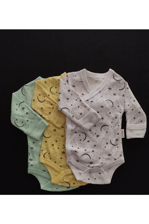BABYİBO %100 Pamuk 3 Adet Kruvaze Çıtçıtlı Badi