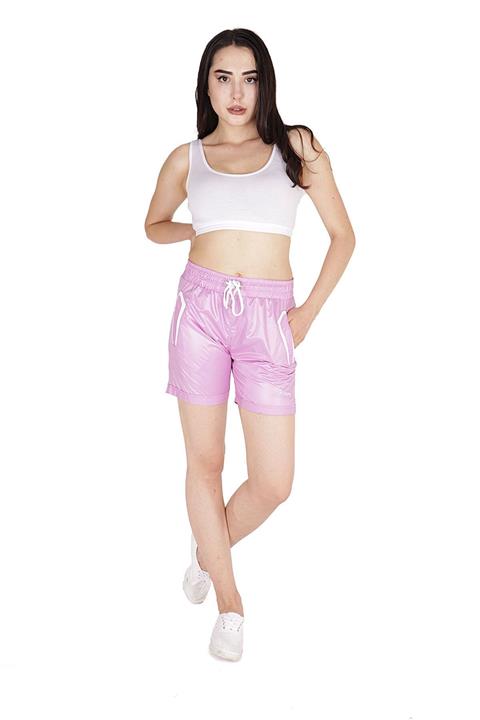FORE SPORT Kadın Pembe Şeritli Fileto Cep Ayrıntılı Parlak Şort