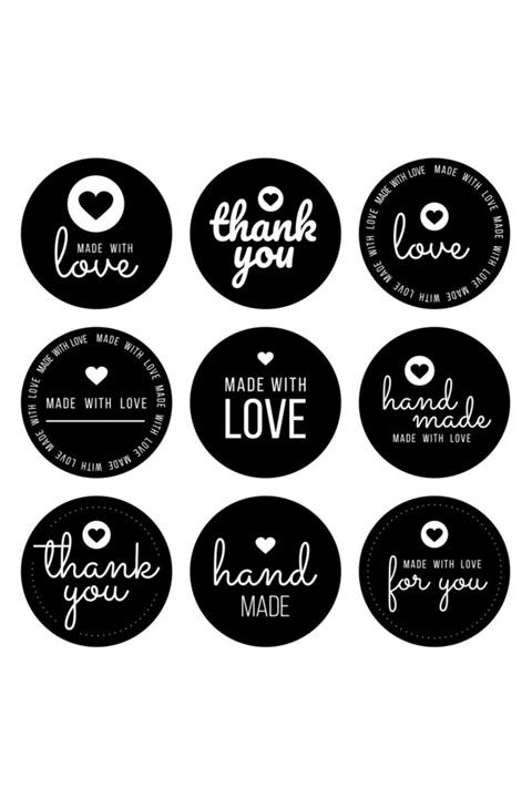 MyHappyPlace Handmade , Thank You, Made With Love Etiket Sticker (4x4cm ) 50 Adet
