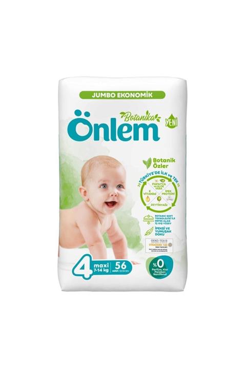 ÖNLEM Botanika Bebek Bezi Jumbo Paket Maxi 4 Beden 56 Adet (7-14 KG)