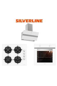 Silverline Beyaz Cam Ankastre Set (3472 Bold 60+CS5343W01+BO6501W01)