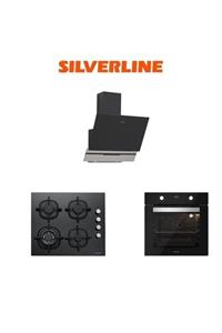 Silverline Siyah Cam Ankastre Set (3450 Slım-lıne 60+cs5429b01+bo6502b02)