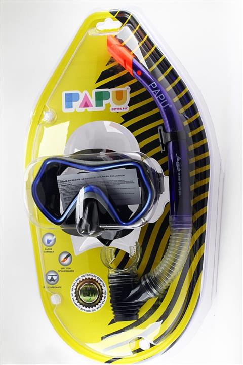 PAPU Titanic Tempered Siyah Maske Şnorkel Set