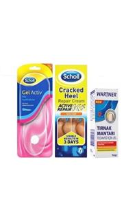 Scholl Transparan Jel Formda Düz Ayakkabı Için Tabanlık+wartner Tırnak Mantar Jeli+topuk Çatlak Için Balm