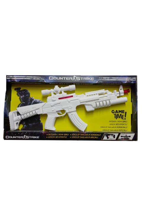 Counterpoint Lazerli Oyuncak Tüfek Beyaz Renk Counter Strike Oyunu Tüfeği 60 Cm Sesli Işıklı