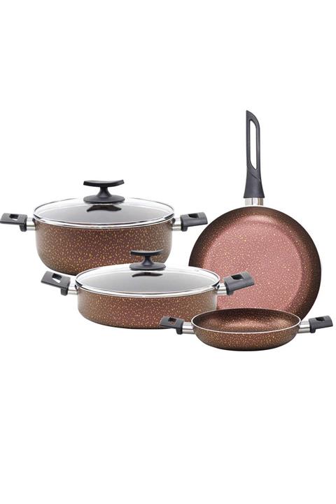 papilla Rosetta 6 Parça Granit Tencere Tava Seti Kahve