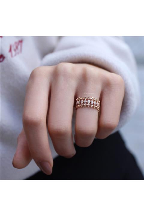 INZA mücevherat Kadın Pembe  Vintage Pırlanta Yüzük