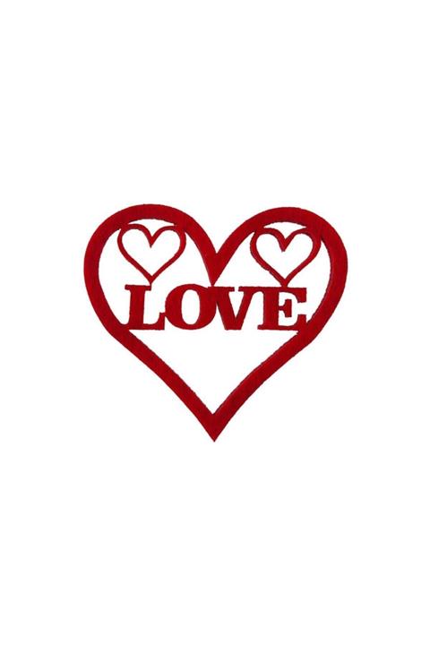 toptankece Keçeden 7 Cm Love Kırmızı Kalp 10 Adet, Keçeden Kalp Süsü