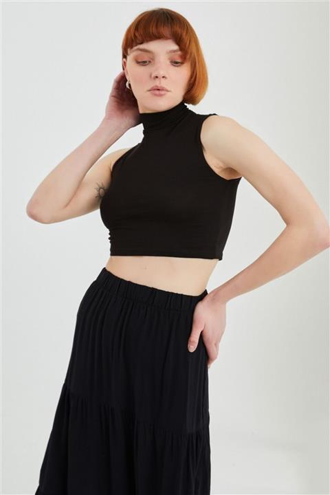 Z GİYİM Kadın Siyah Yarım Balıkçı Pamuklu Body