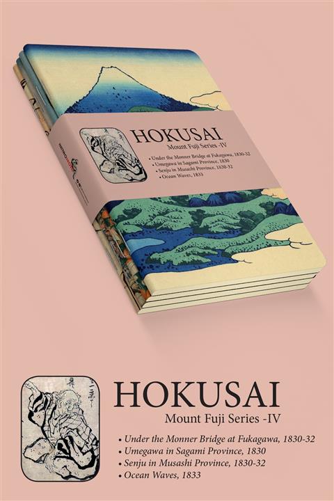 retronote Hokusai 4'lü Defter Seti 4 - Mount Fuji Series Iv - Çizgisiz - 48 Sayfa - 10,5x14cm